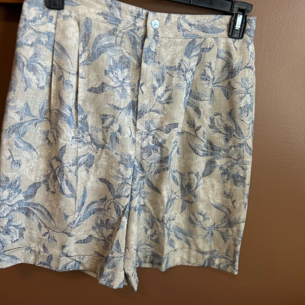 Vintage Casablanca Floral Cottage Core Cuff Hi Waist Shorts Sz 14